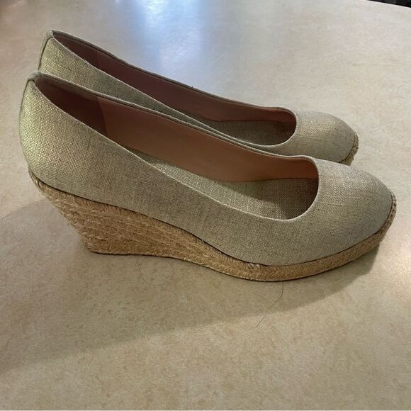 J crew Seville Espadrilles Shoes wedges size 8.5 Light Gold Metallic women’s - Picture 1 of 9
